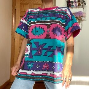 Vintage Graphic Tee Shirt - 80s / 90s Aztec / Arizona stlye pattern